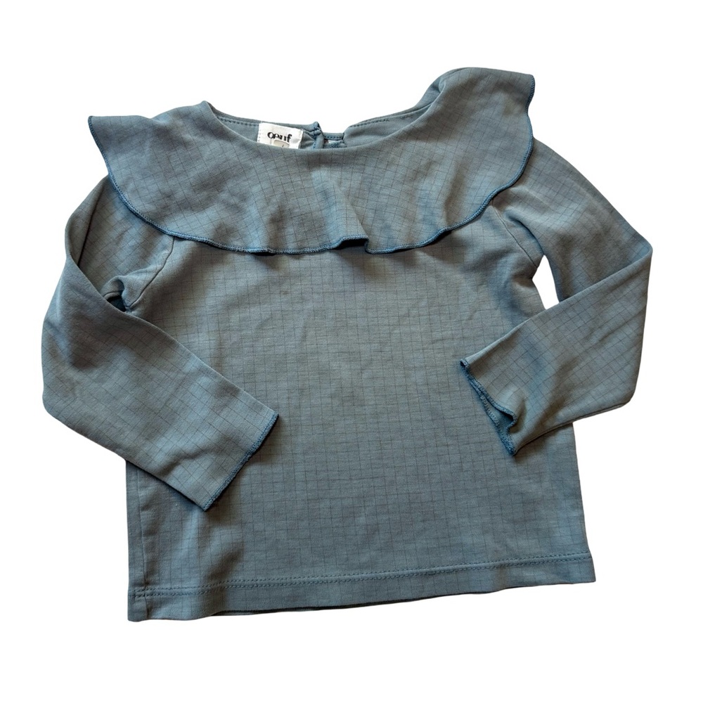 Oeuf ruffle neck long sleeve tee